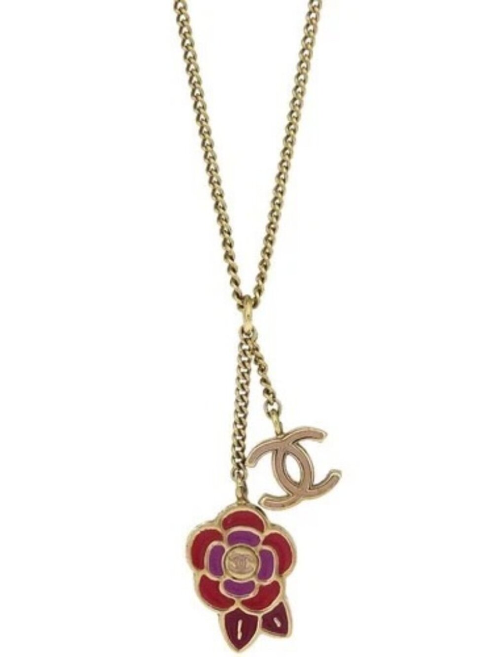 Chanel CC Chain Necklace Gold Camellia 05P 145117